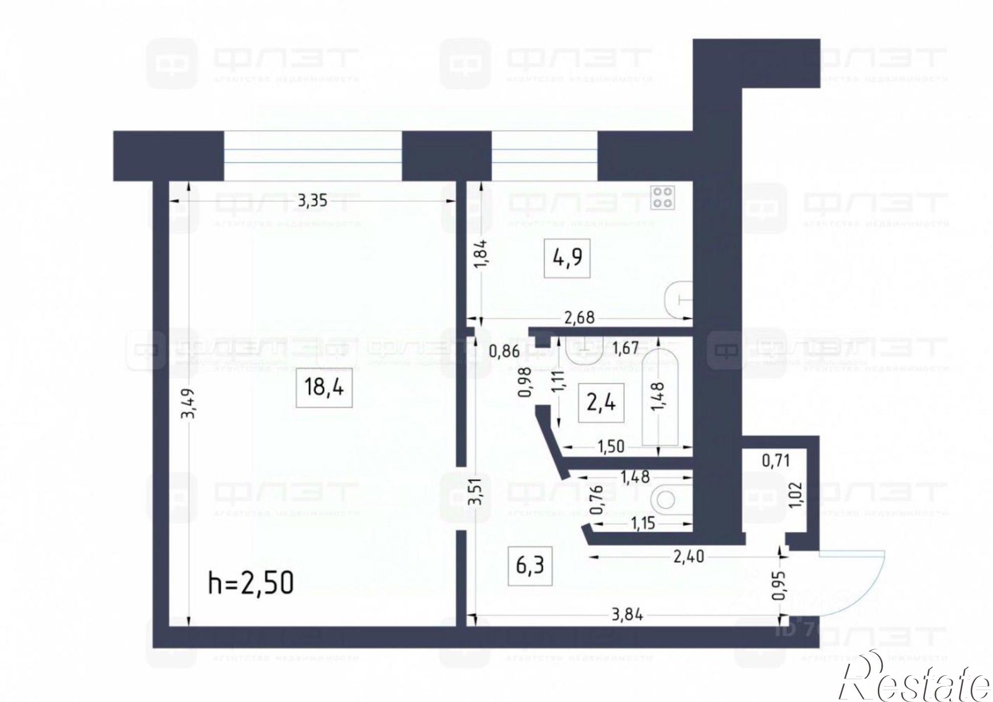 Купить квартиру за 2 699 000 рублей на Комсомольская улица, 2