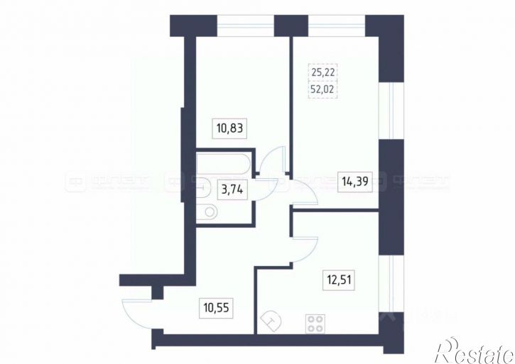 2-комн квартира Татарстан, Высокогорский, Высокая Гора