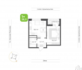 1-комн, 38 кв м, этаж 8/16 