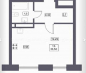 1-комн, 35кв м, этаж 4/7 ул Галиаскара Камала, 39