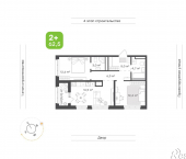 2-комн, 62 кв м, этаж 4/9 