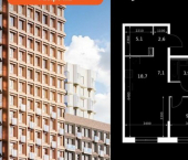 3-комн, 67 кв м, этаж 10/19 Республика Татарстан (Татарстан), Казань, Даурская улица