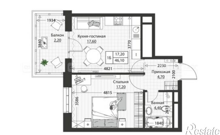 1-комн квартира в новом доме Республика Татарстан (Татарстан), Казань, Московская улица