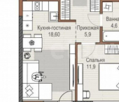 1-комн, 45кв м, этаж 23/10 улица Раскольникова, 82