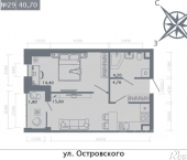 1-комн, 40 кв м, этаж 2/8 ул Петербургская, 78А