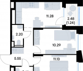2-комн, 44 кв м, этаж 9/20 улица Профессора Мухамедьярова, 32