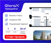 1-комн, 30 кв м, этаж 4/20 ул Профессора Мухамедьярова, 31Б