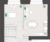 2-комн, 61.19 кв м, этаж 6/10 Ачинская