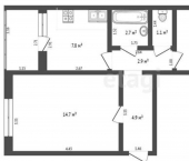 2-комн, 48кв м, этаж 5/5 ул Мурзина, 14