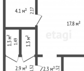 1-комн, 30кв м, этаж 1/5 улица Шевченко, 1