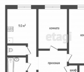 2-комн, 54кв м, этаж 9/9 улица Шевченко, 120