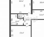 2-комн, 90кв м, этаж 2/9 улица Шевченко, 140