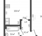 1-комн, 35кв м, этаж 4/5 улица Шевченко, 7