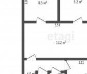 3-комн, 47кв м, этаж 1/5 улица Валеева, 3