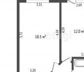 1-комн, 41кв м, этаж 5/9 пр-кт Строителей, 74