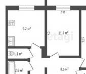 2-комн, 50кв м, этаж 9/9 ул Гафиатуллина, 29Б