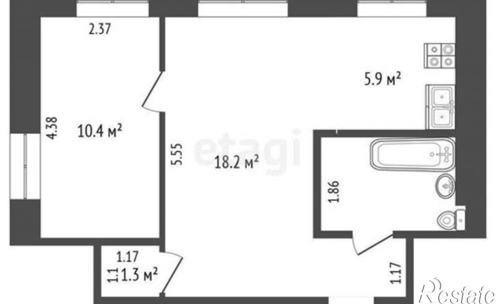 2-комн квартира улица Гагарина, 15,  д. 15