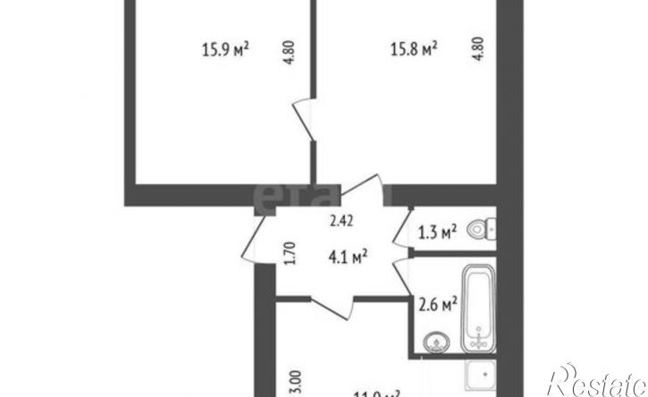 2-комн квартира ул Автомобилистов, 6,  д. 6