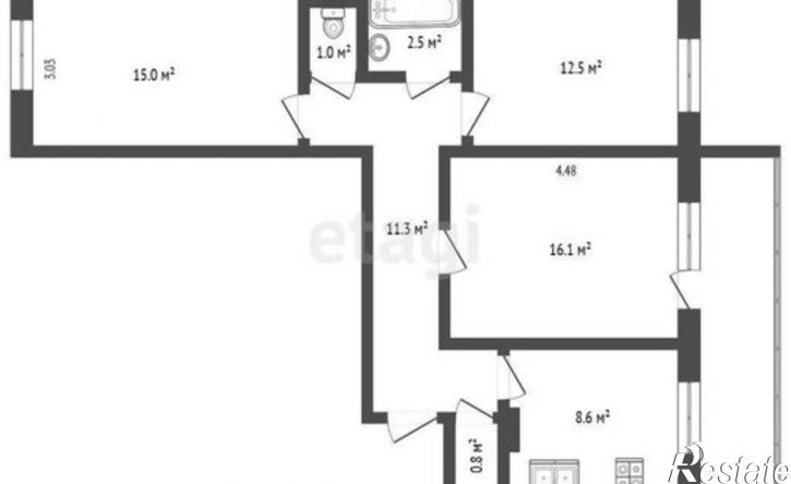 3-комн квартира проспект Строителей, 53,  д. 53
