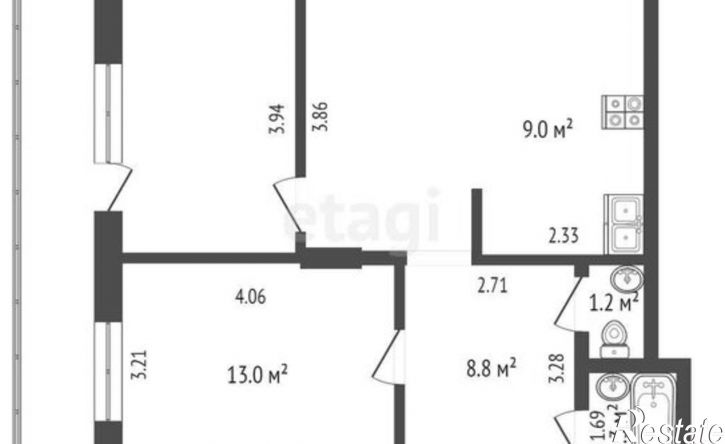 2-комн квартира улица Шевченко, 170,  д. 170