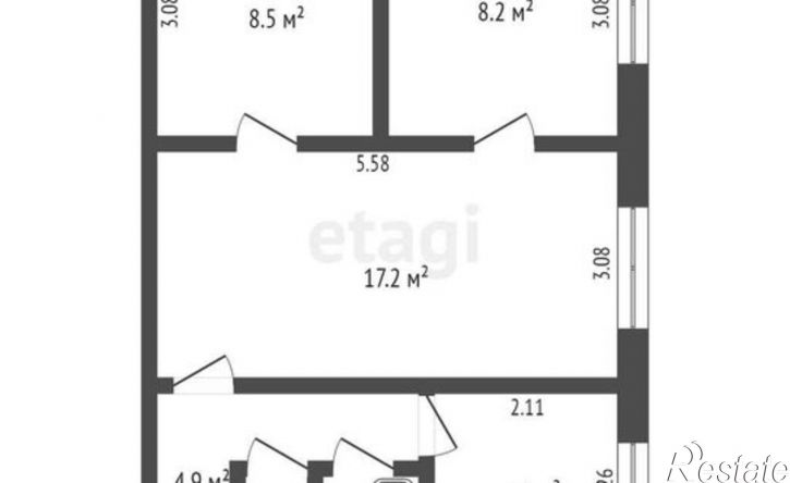 3-комн квартира улица Валеева, 3,  д. 3
