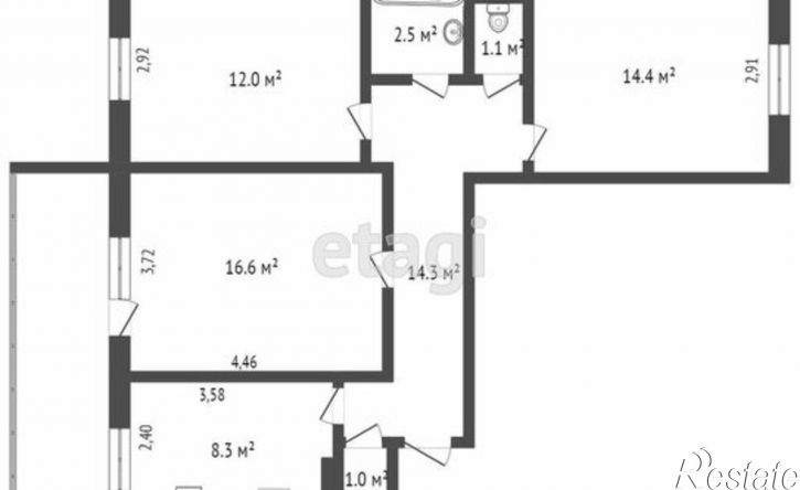 3-комн квартира Волгоградская улица, 21,  д. 21