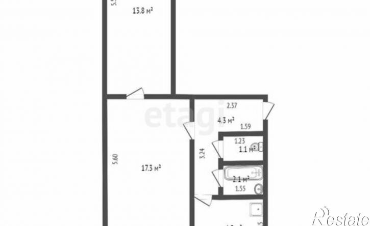 2-комн квартира улица Гафиатуллина, 19,  д. 19