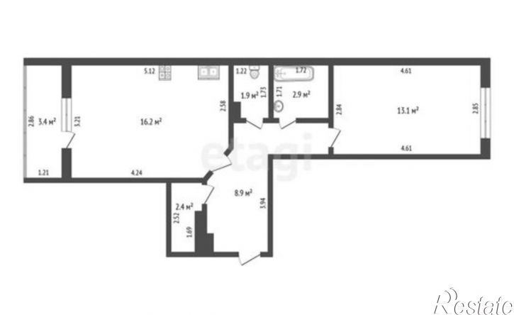 1-комн квартира улица Рината Галеева, 29,  д. 29