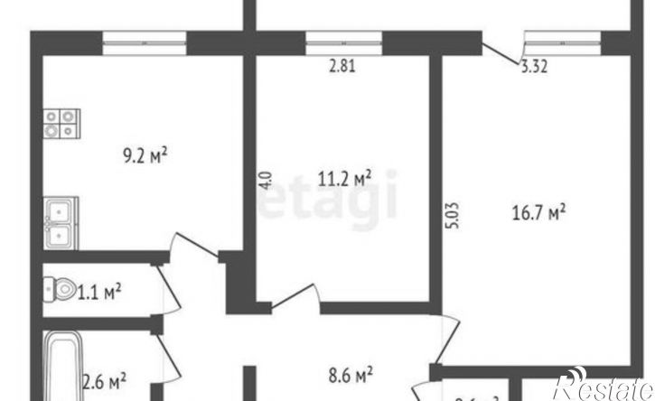 2-комн квартира ул Гафиатуллина, 29Б,  д. 29Б