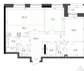 2-комн, 86 кв м, этаж 15/15 ул Герцена, 83