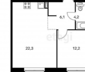 2-комн, 44кв м, этаж 9/19 Удивительная улица, 9