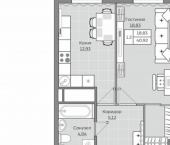 1-комн, 41 кв м, этаж 15/25 Республика Татарстан (Татарстан), улица Оренбургский Тракт