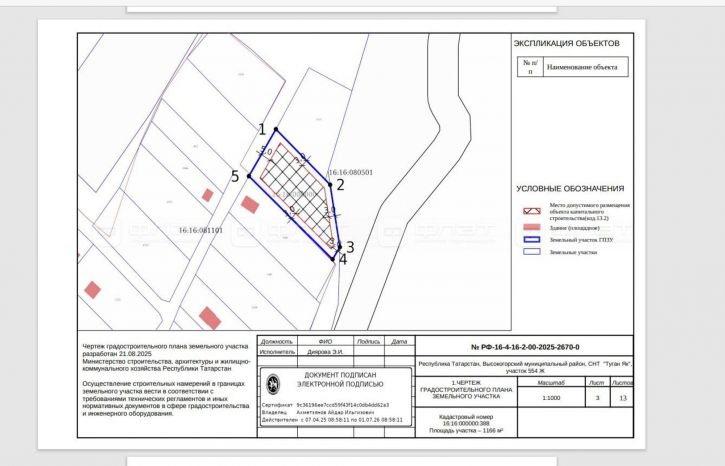 Земельный участок СНТ Туган як