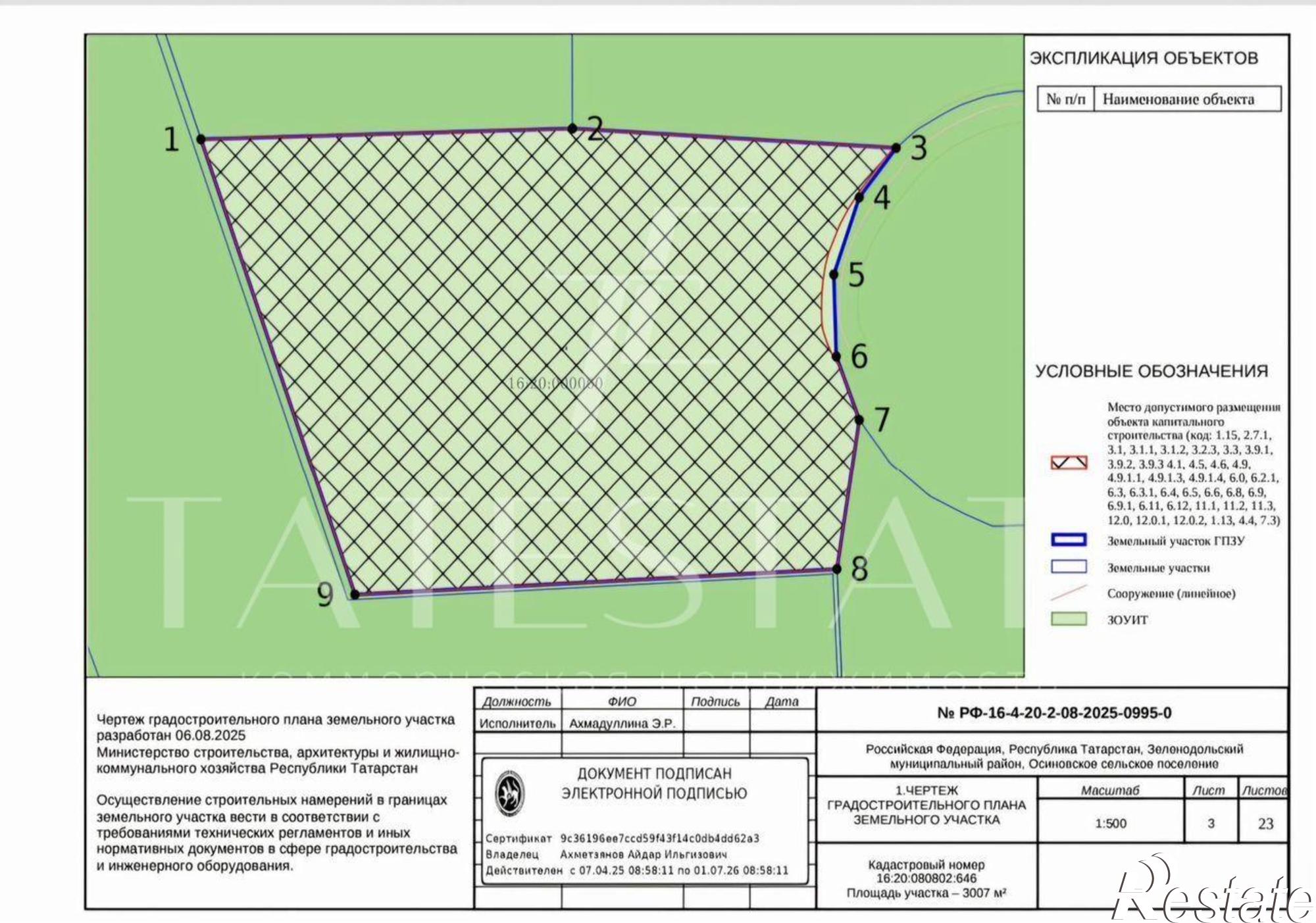 Купить землю, земельный участок за 32 000 000 рублей на Республика Татарстан (Татарстан), Зеленодольский район, Осиновское сельское поселение, территория Промышленная Площадка Индустриальный Парк М-7 № 2