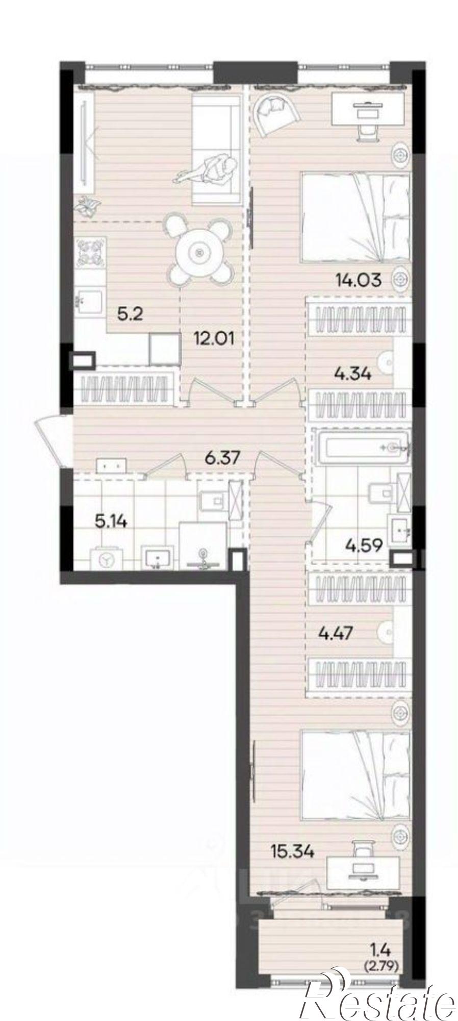 Купить квартиру за 16 748 200 рублей на Казань