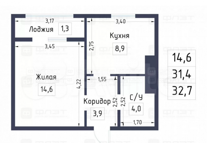 1-комн квартира 14-й квартал, дом 6