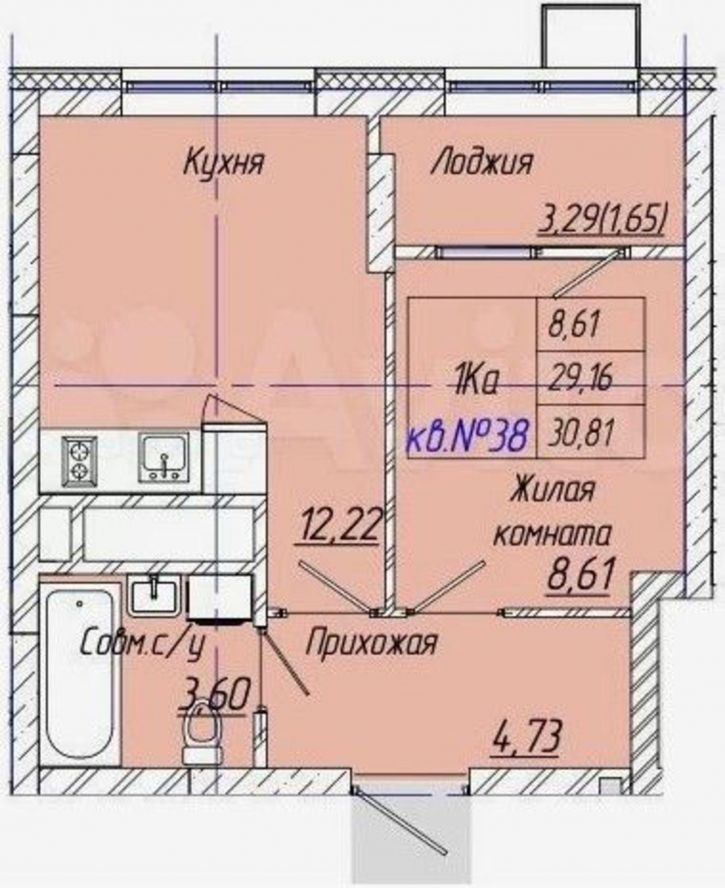 1-комн квартира ул. Спортивная, дом 10