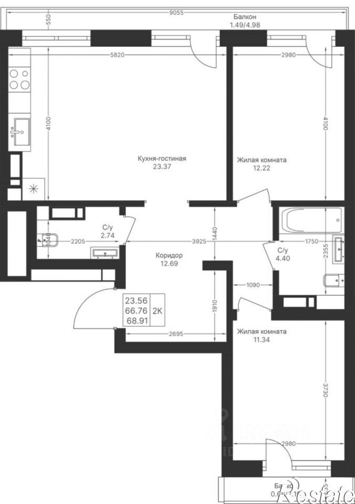 2-комн квартира в новом доме Казань, улица Сабира Ахтямова