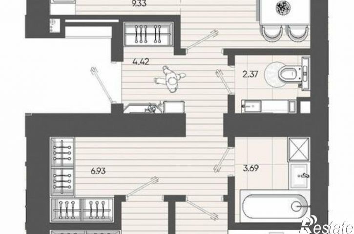 3-комн квартира в новом доме Республика Татарстан (Татарстан), Нижнекамск, 15-й микрорайон, ЖК Калина
