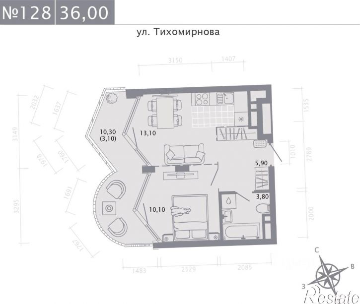 1-комн квартира в новом доме Казань, Вахитовский район