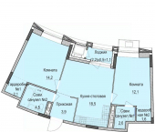 2-комн, 60 кв м, этаж 2/14 Фермское шоссе