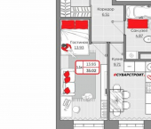 1-комн, 35 кв м, этаж 4/19 Республика Татарстан (Татарстан), Казань, Приволжский район
