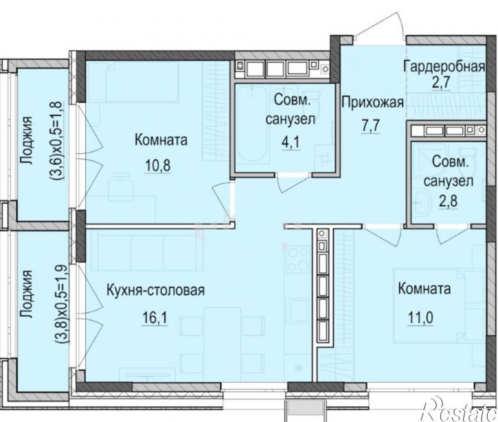 2-комн квартира в новом доме Казань, Южно-Промышленная улица