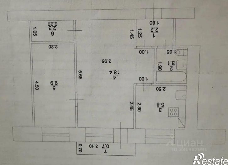 2-комн квартира Казань, улица Новаторов