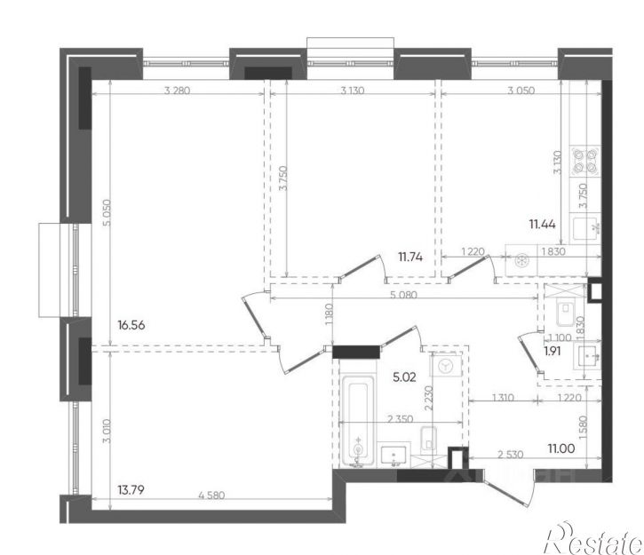 3-комн квартира в новом доме Казань, Вознесенский тракт