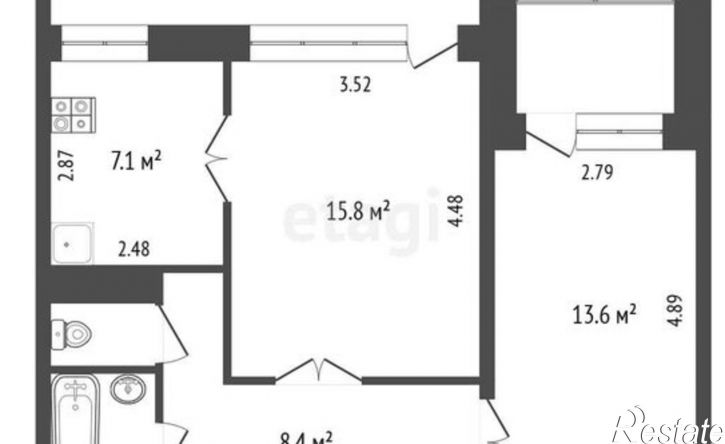 2-комн квартира Республика Татарстан (Татарстан), Набережные Челны, 19-й комплекс, 1