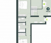3-комн, 78 кв м, этаж 12/13 Республика Татарстан (Татарстан), Казань, Кировский район, жилой массив Залесный