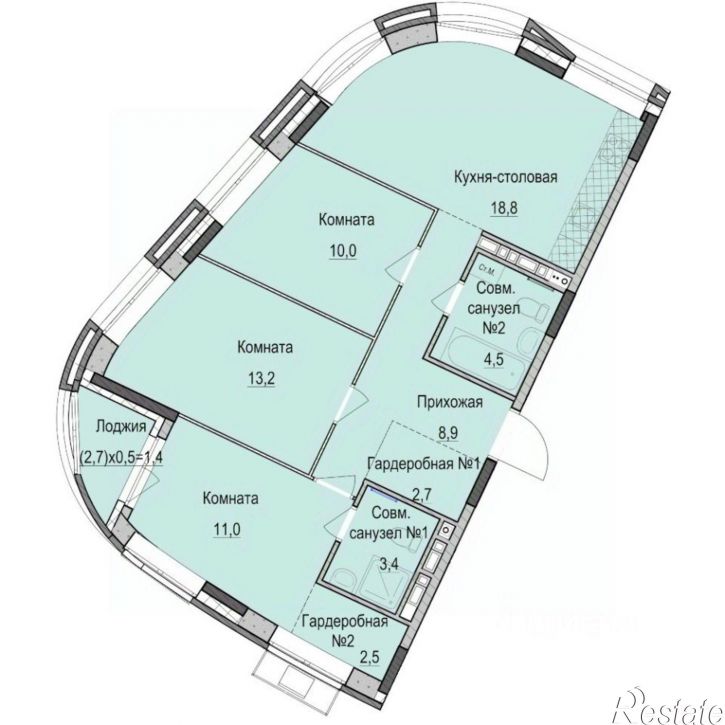 3-комн квартира в новом доме Казань, Фермское шоссе