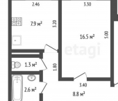 2-комн, 52кв м, этаж 1/9 Республика Татарстан (Татарстан), Набережные Челны, проспект Сююмбике, 59