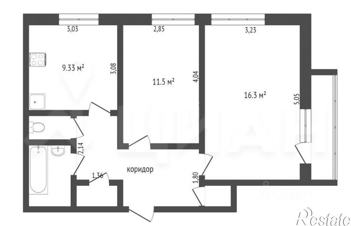 2-комн квартира Казань, улица Чишмяле, 1